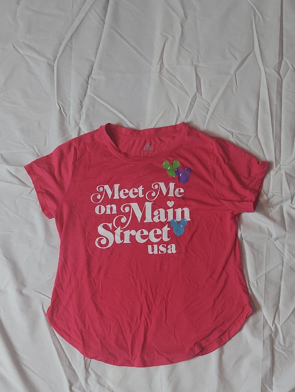Disney Parks Original Pink "Meet Me on Main Street USA" Short Sleeve Tee